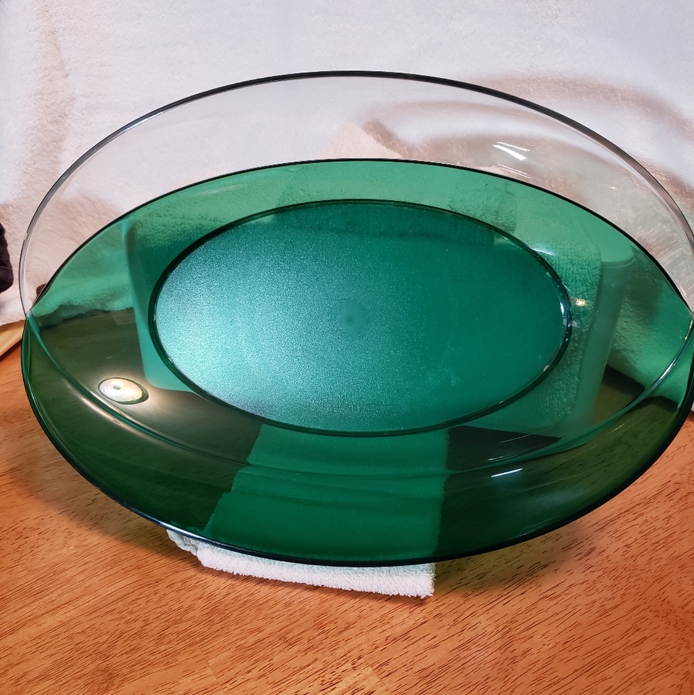 Vintage Tupperware Butterfly Platter Sheerly Elegant Green Acrylic 5375